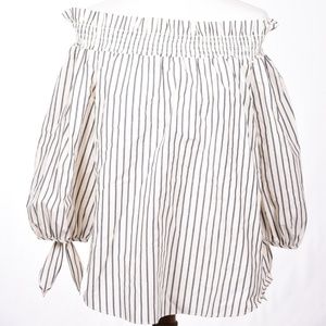 American Living Off-Shoulder Striped Blouse NEW